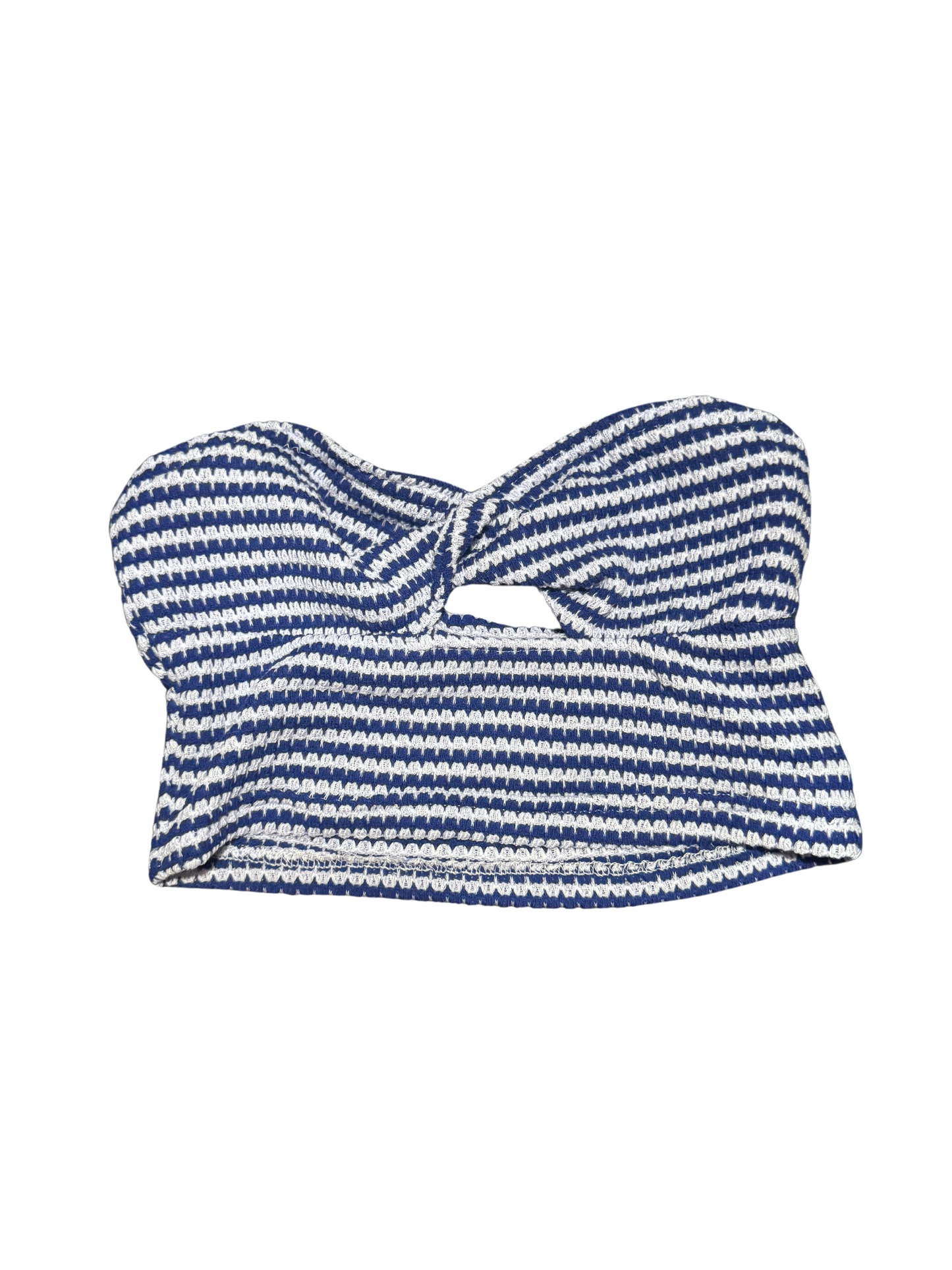 Blue & White Striped Twist-Front Bandeau