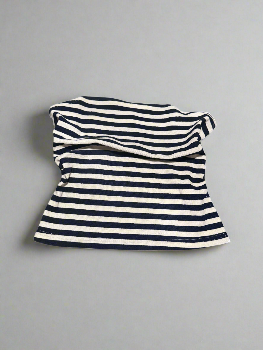 Navy and White Striped Tube Top