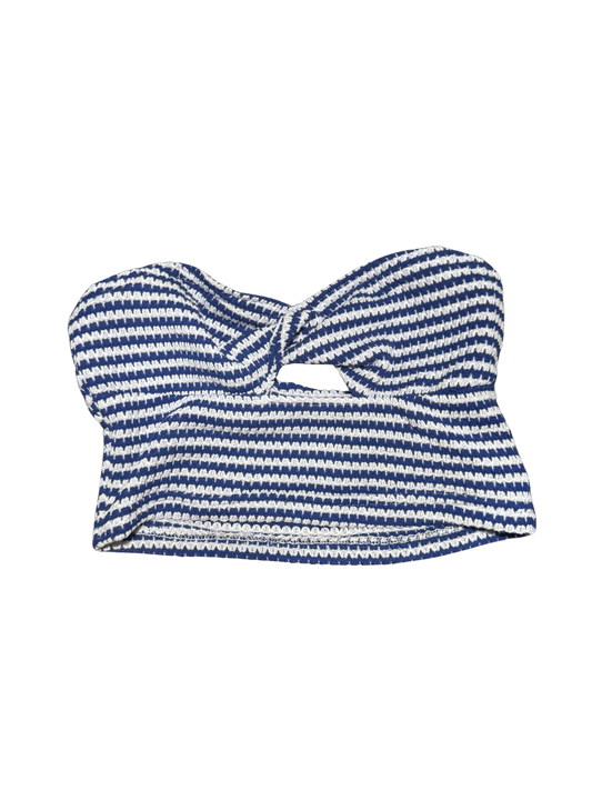 Blue & White Striped Twist-Front Bandeau