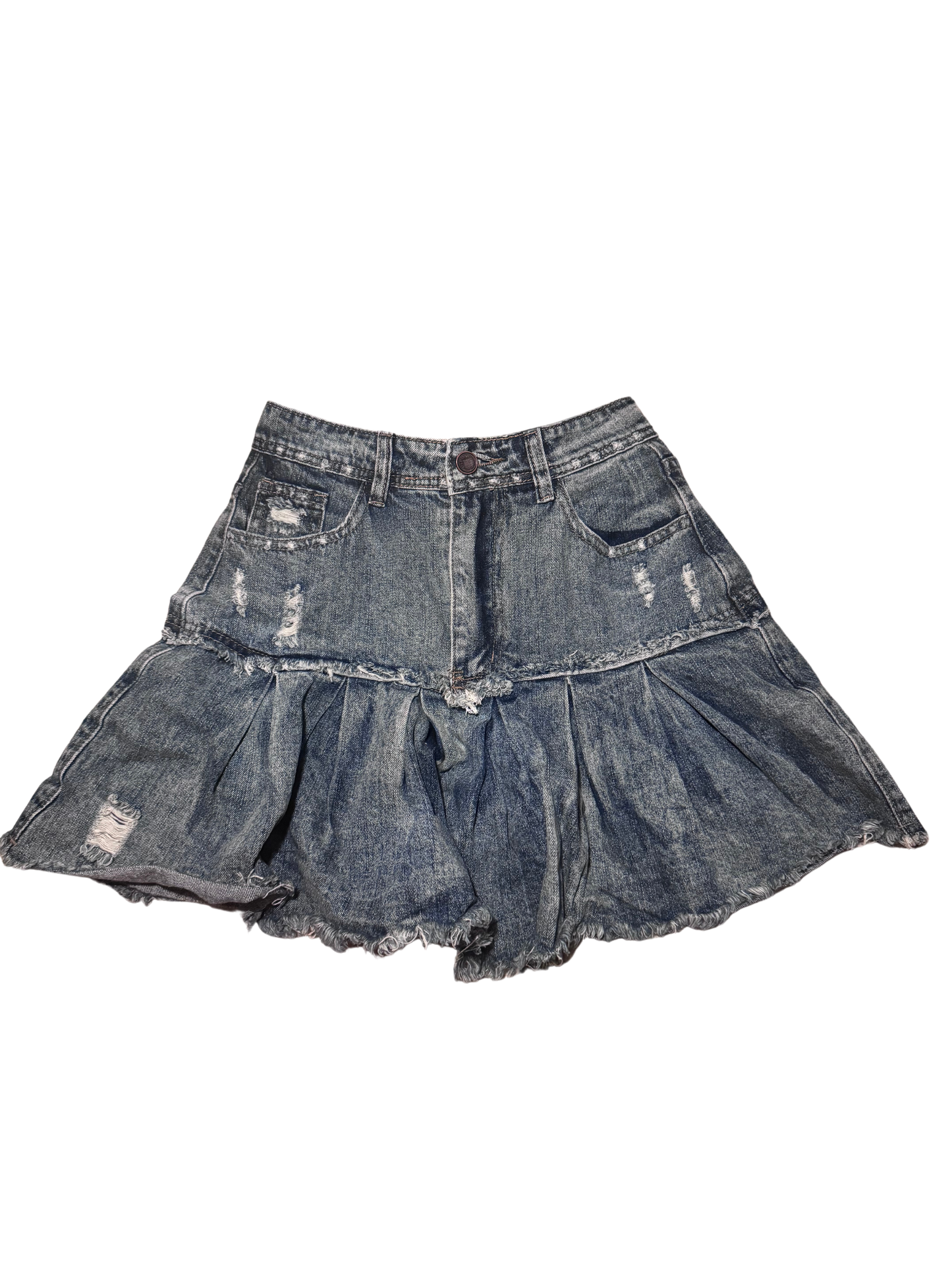 Unique Denim Flounce Skirt