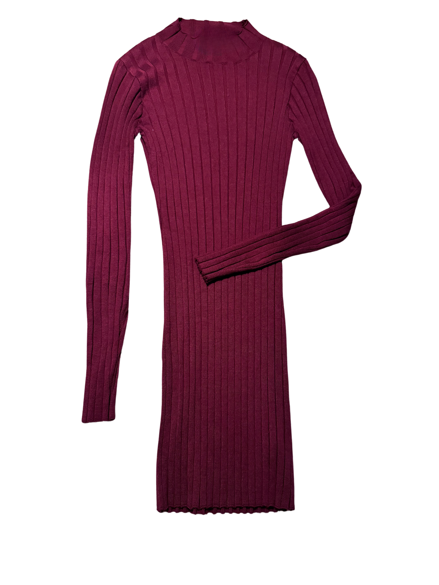 Chic Ribbed Maroon Dress from Aster